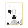 Children's poster Rabbit with a balloon 40X50 cm + gold frame