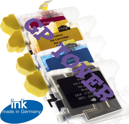 4x Replacement Ink LC985 KIT Brother MFC J220, J265W, J410, J415W, DCP J125, J315W, J515W - GP-B985CMYK KIT