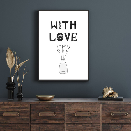 Birthday Poster With love 40X50 cm + silver frame