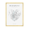 Poster Budapest city map heart 40X50 cm + gold frame