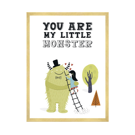 Children's poster You are my little monster 24X30 cm + gold frame