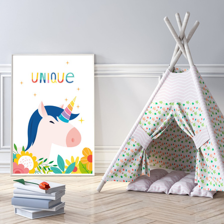 Children's Unicorn poster 24X30 cm + gray stone frame