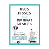 Hugs kisses Birthday Poster 40X50 cm + turquoise sea frame