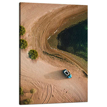 Canvas Print Car Sand Trees Water Summer 80x120