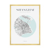 Poster Shanghai city map circle 40X50 cm + gold frame