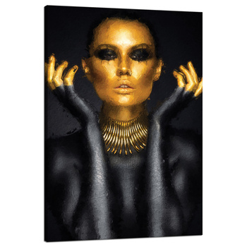 Canvas Print Woman Golden Face and Fingers 80x120 cm
