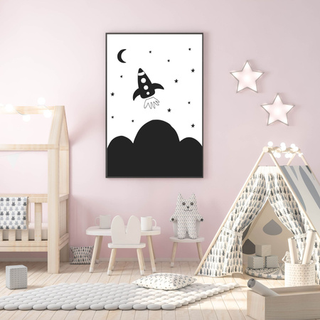 Poster Children's Rocket 40X50 cm + gold frame