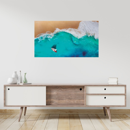 Canvas Print Sailboat Water Waves Shore 100x80 cm