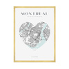 Poster Montreal city map heart 40X50 cm + gold frame
