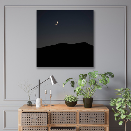 Canvas Print Nature Night Dark Moon Mountains 90x90