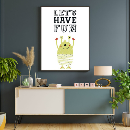 Children's poster Let's have fun 40X50 cm + gold frame