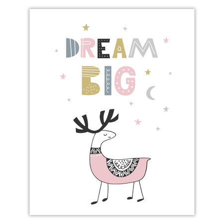 Poster Children's Dream big 40X50 cm + gold frame