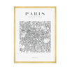 Poster Map of the city of Paris square 40X50 cm + gold frame