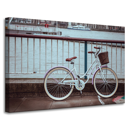 Canvas Print Vintage Bike in the City by the Bridge 90x60