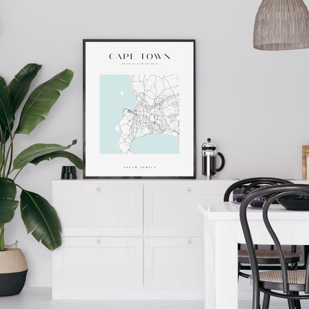 Poster Map of Cape Town square 40X50 cm + gold frame
