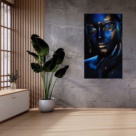 Canvas Print Pensive Woman Gold Jewelry 80x120 cm