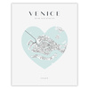 Poster Venice city map heart 40X50 cm + gold frame