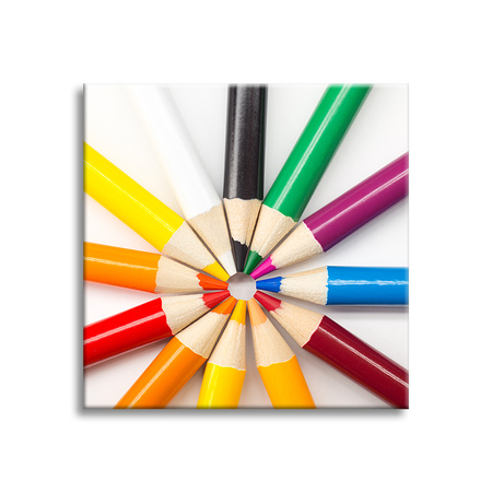 Canvas Print Colored Pencils Circle of Colorful Imagination 90x90