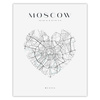 Poster Moscow city map heart 40X50 cm + gold frame