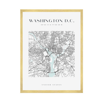 Poster Washington city map square 40X50 cm + gold frame