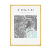 Poster Tokyo city map square 40X50 cm + gold frame