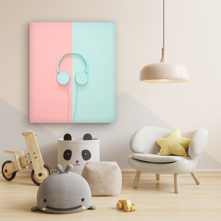 Canvas Print Music Headphones Two-Color 80x120