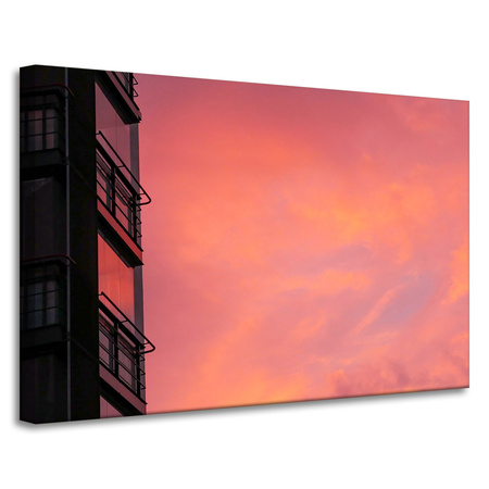 Canvas Print Pink Sky Sunset Building 90x60