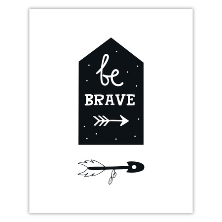 Children's poster Be brave 24X30 cm + turquoise sea frame