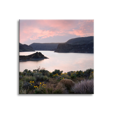 Canvas Print Nature Mountains Water Sky Flowers Plants 90x90