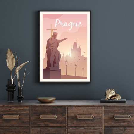 Poster of the City of Prague 40X50 cm + gold frame