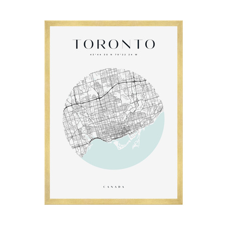 Poster Toronto city map circle 40X50 cm + gold frame
