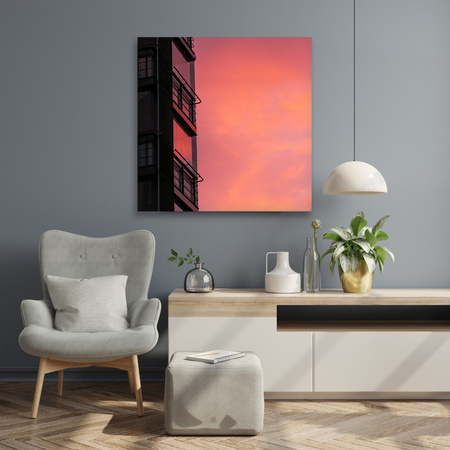 Canvas Print Pink Sky Sunset Building 90x90