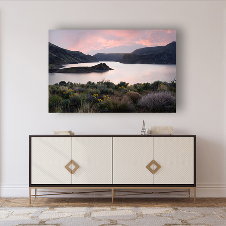 Canvas Print Nature Mountains Water Sky Flowers Plants 90x60