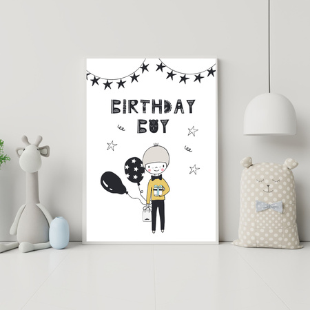 Birthday poster Birthday guy 24X30 cm + white frame