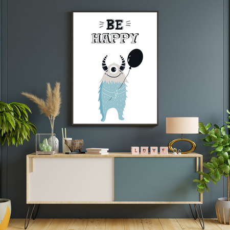 Children's Be Happy poster 40X50 cm + gold frame