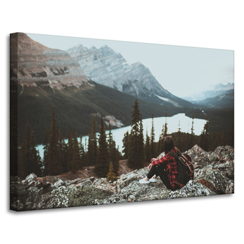 Canvas Print People Mountains Woman on the Trail 90x60