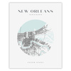 Poster Map of the city of New Orleans circle 40X50 cm + gold frame