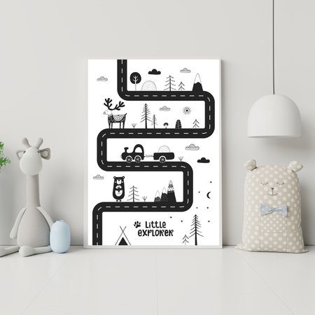 Children's poster Little explorer_3 40X50 cm + gold frame