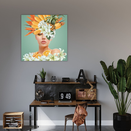 Canvas Print Flower Crown Beautiful Woman 90X90 cm