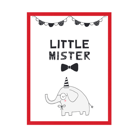 Little mister Birthday Poster 30X40 cm + red frame