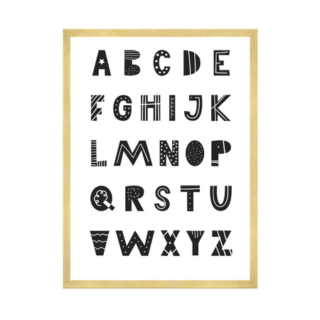 Poster Children's Alphabet 40X50 cm + gold frame
