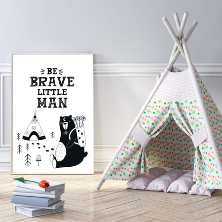 Children's poster Be brave little man 40X50 cm + gold frame