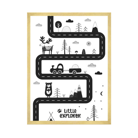 Children's poster Little explorer_3 40X50 cm + gold frame