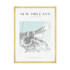 Poster Map of New Orleans square 40X50 cm + gold frame