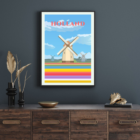 Poster of the Netherlands 40X50 cm + gold frame