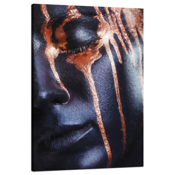 Canvas Print Black Face Brown Stripes 80x120 cm