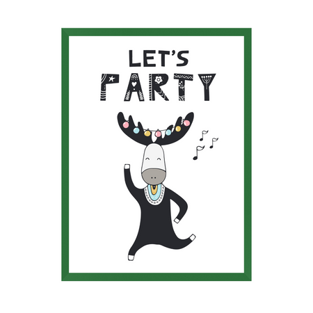 Let's party Birthday Poster 30X40 cm + green frame