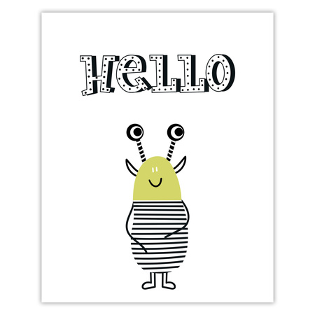 Poster Children's Hellow potworki_2 40X50 cm + gold frame