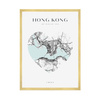 Poster Hong Kong city map heart 40X50 cm + gold frame