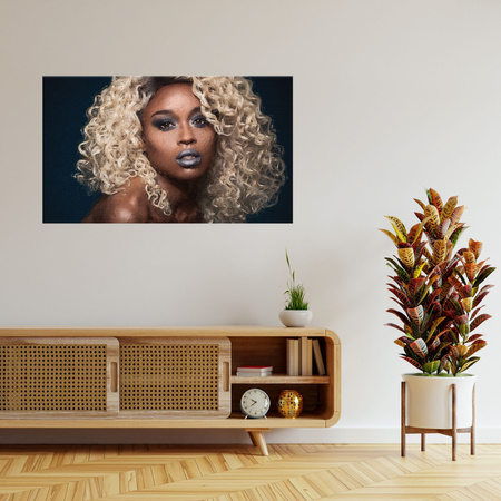 Canvas Print Black Woman Blonde Hair Curls 100x80 cm